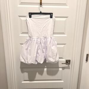 White Halter Bubble Hem Mini Dress Sz L Cottagecore Balletcore Coquette Y2K